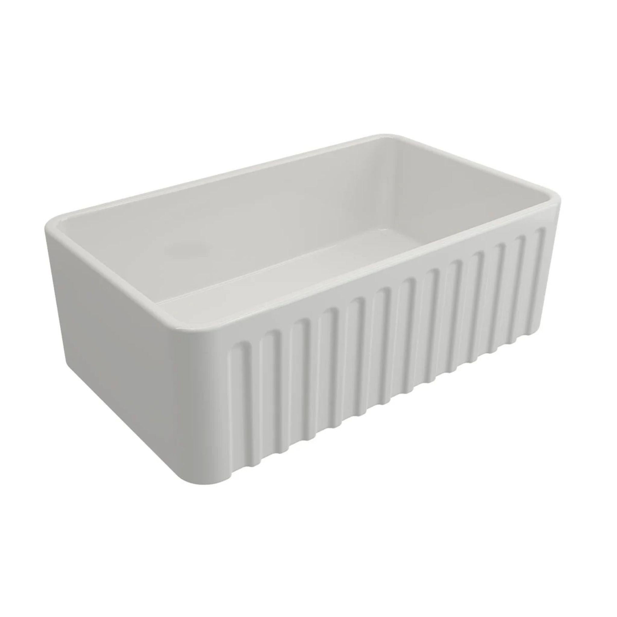 TURNER HASTINGS NOVI FARMHOUSE BUTLER SINK WITH OVERFLOW MATTE WHITE 765MM