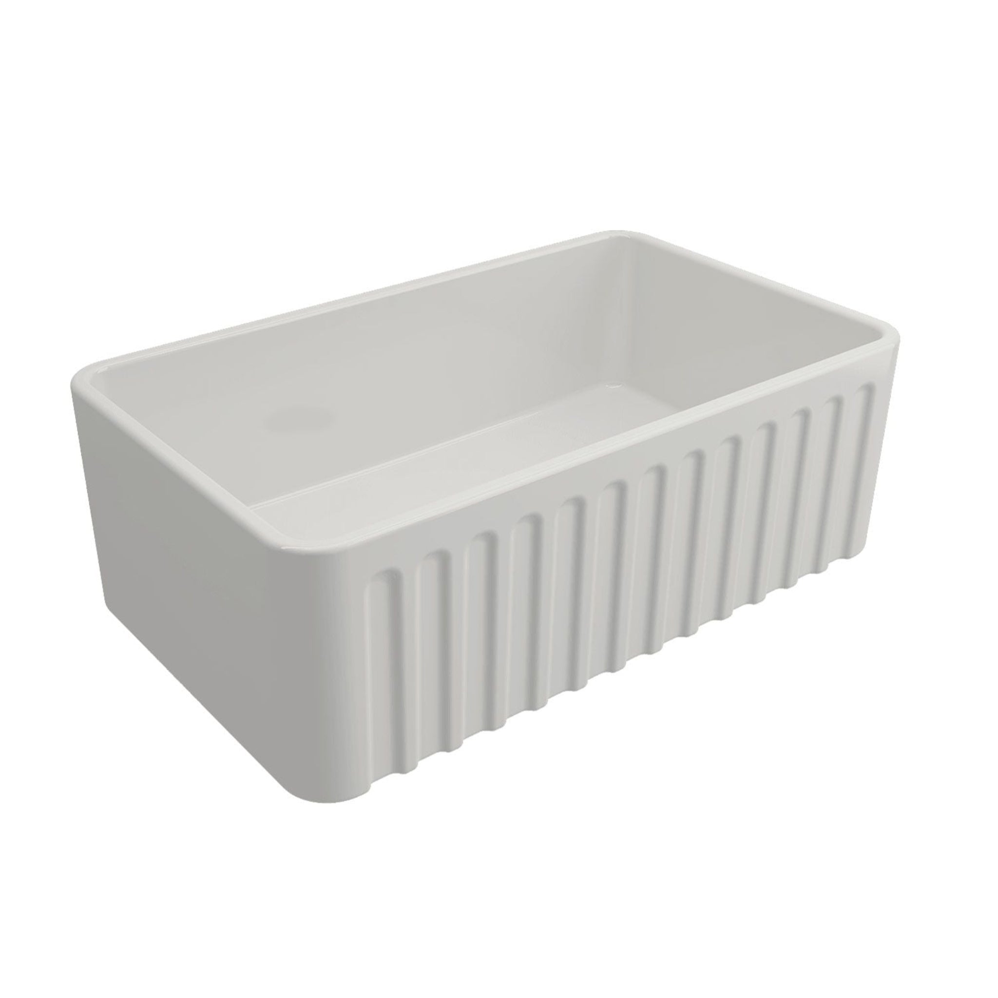 TURNER HASTINGS NOVI FARMHOUSE BUTLER SINK WITH OVERFLOW GLOSS WHITE 765MM