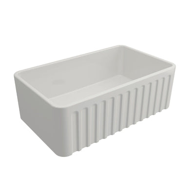 TURNER HASTINGS NOVI FARMHOUSE BUTLER SINK WITH OVERFLOW GLOSS WHITE 765MM