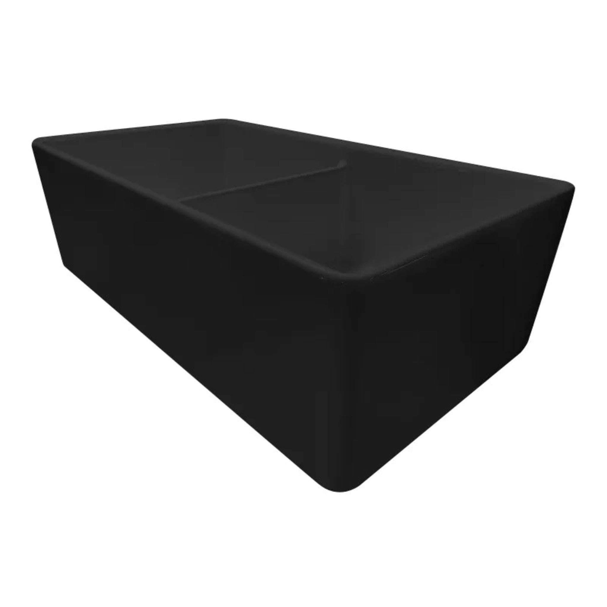 TURNER HASTINGS NOVI FIRECLAY DOUBLE BOWL FARMHOUSE BUTLER SINK WITH OVERFLOW MATTE BLACK 840MM