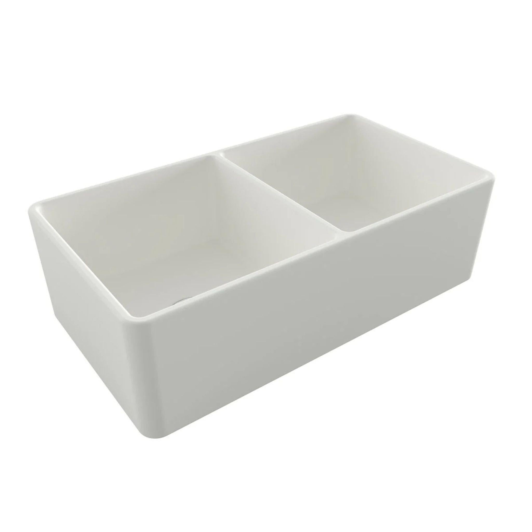 TURNER HASTINGS NOVI FARMHOUSE DOUBLE BOWL BUTLER SINK MATTE WHITE 850MM