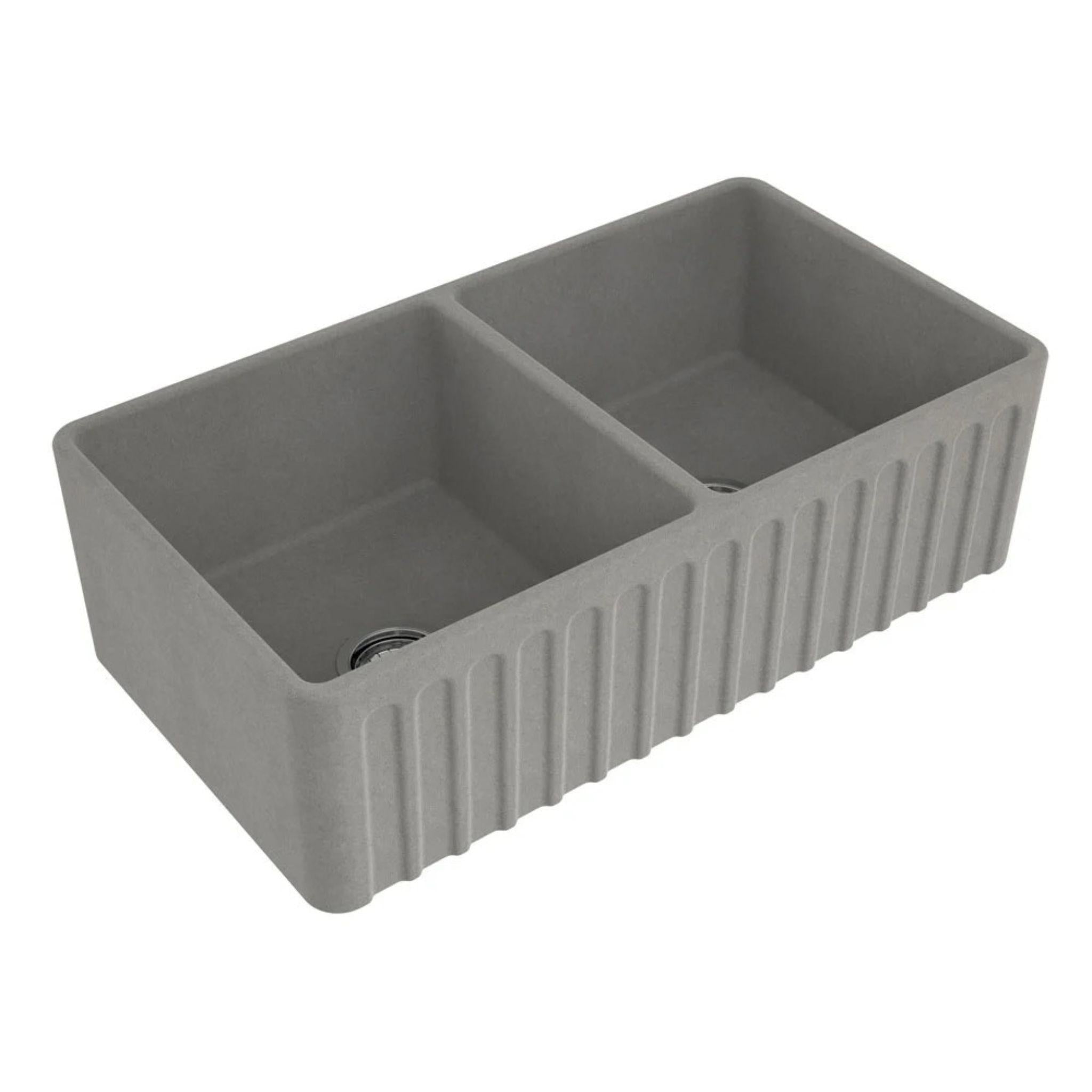 TURNER HASTINGS NOVI FARMHOUSE DOUBLE BOWL BUTLER SINK CONCRETE LOOK 850MM