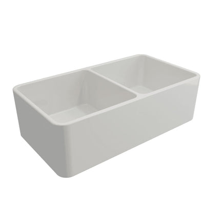 TURNER HASTINGS NOVI FARMHOUSE DOUBLE BOWL BUTLER SINK GLOSS WHITE 850MM