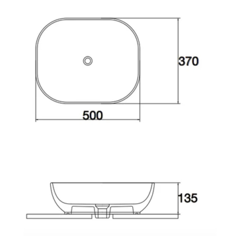 CLAYA NORTON RECTANGULAR ABOVE COUNTER BASIN GLOSS WHITE 500MM