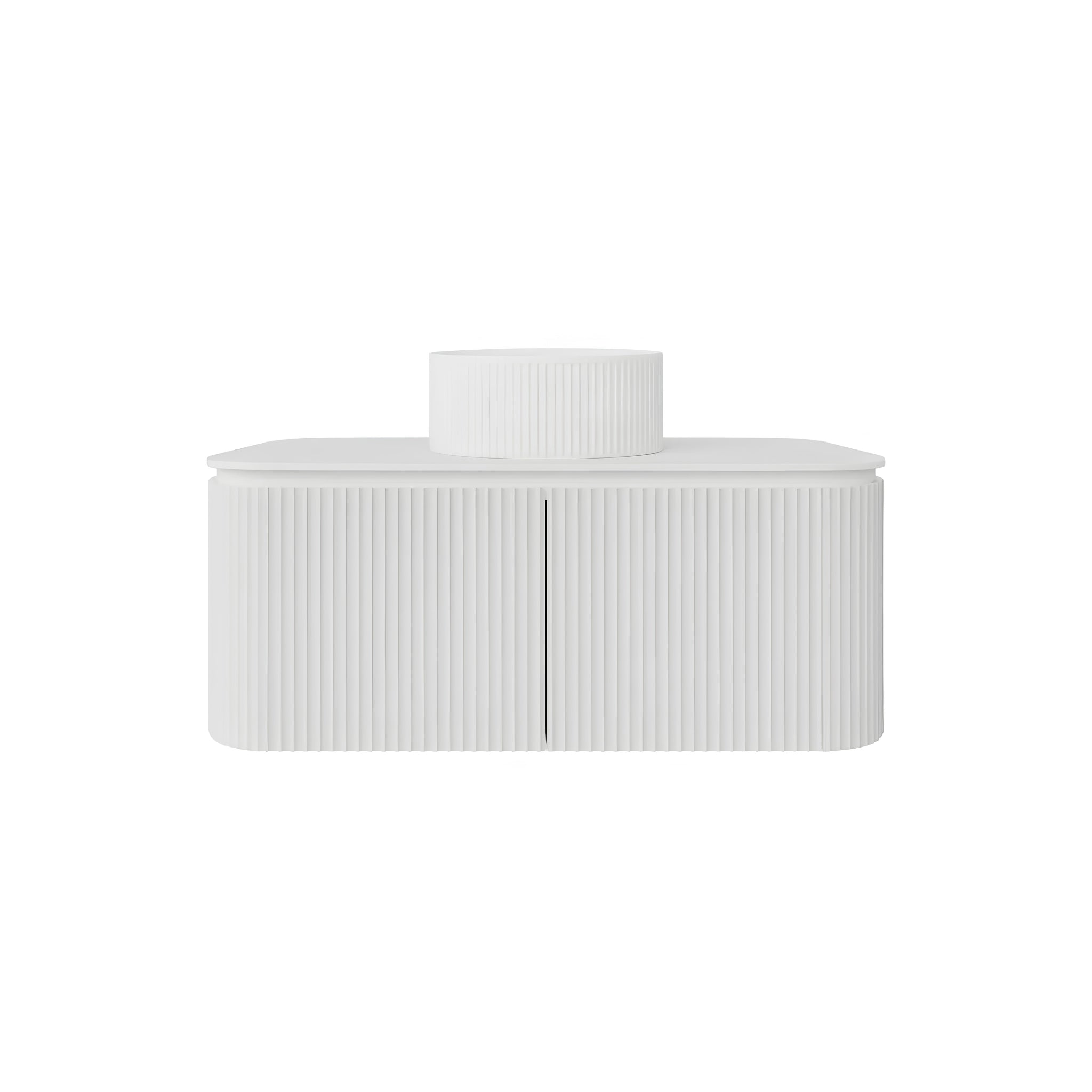 VITO NOOSA MATTE WHITE 1200MM FLUTED CURVED SINGLE BOWL WALL HUNG VANITY