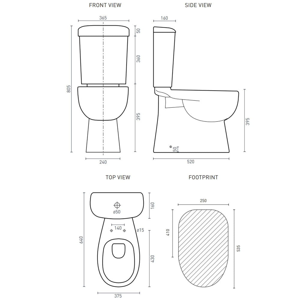 DECINA NOVARA RIMLESS CLOSE COUPLED TOILET SUITE GLOSS WHITE