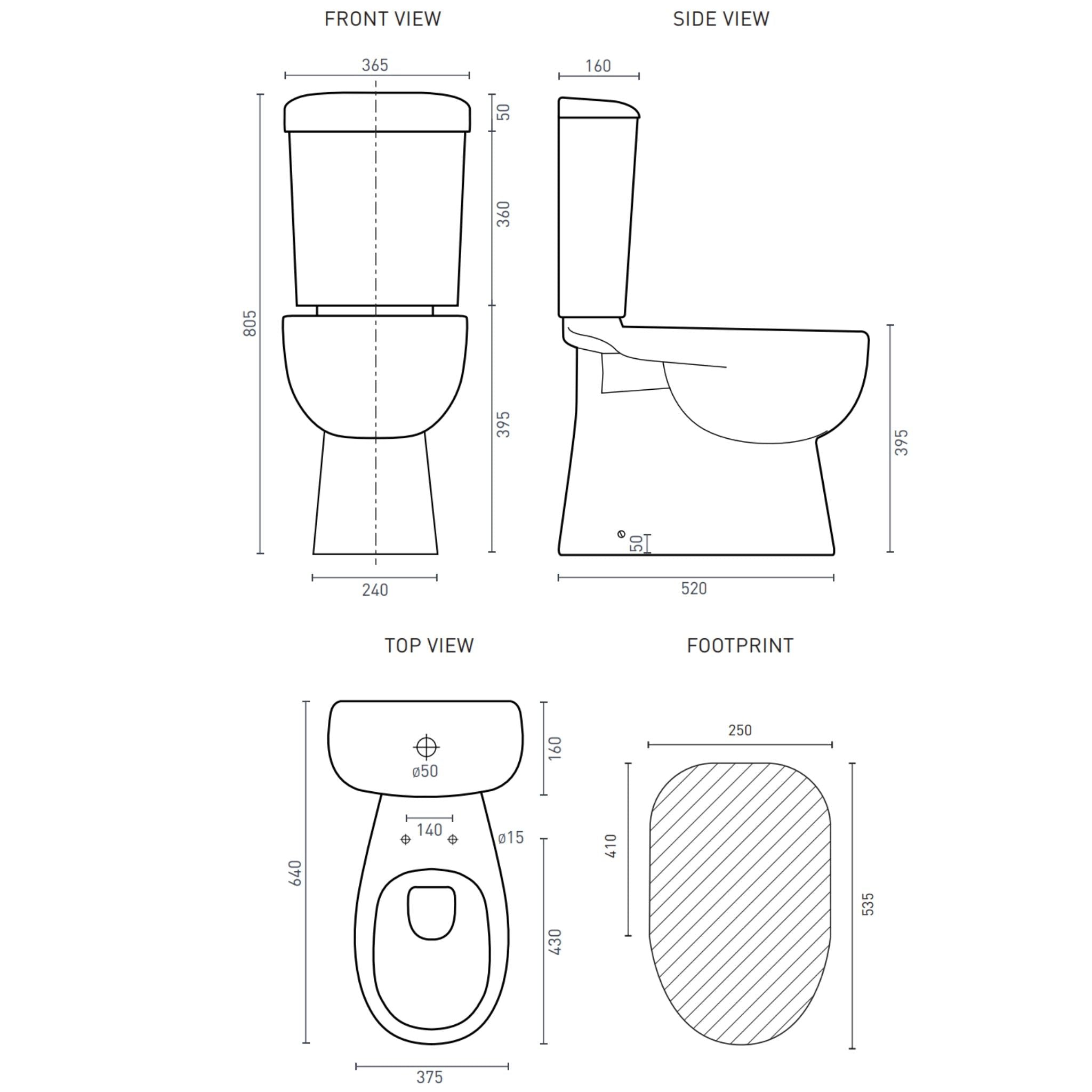 DECINA NOVARA RIMLESS CLOSE COUPLED TOILET SUITE GLOSS WHITE