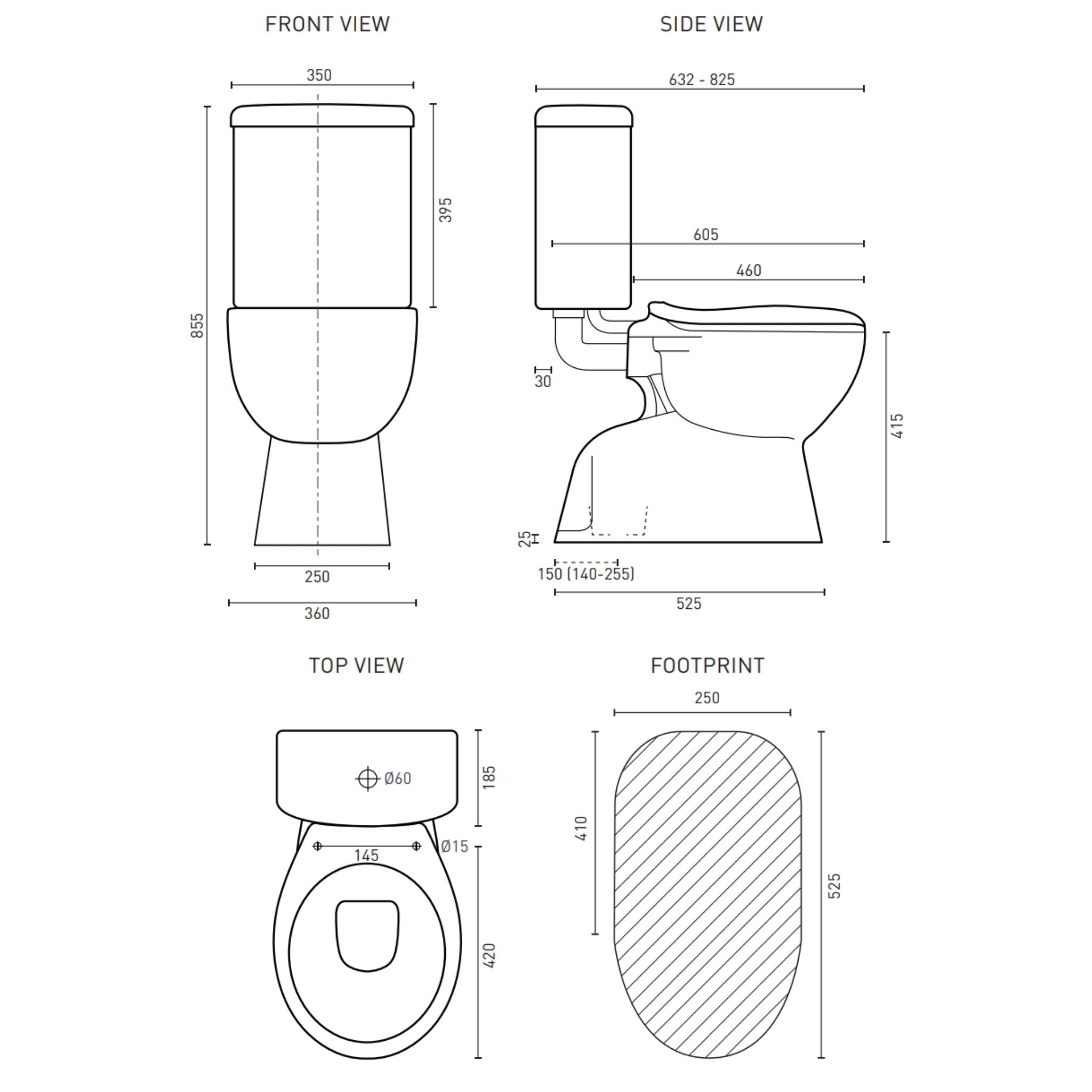DECINA NOVARA CONNECTOR TOILET SUITE GLOSS WHITE