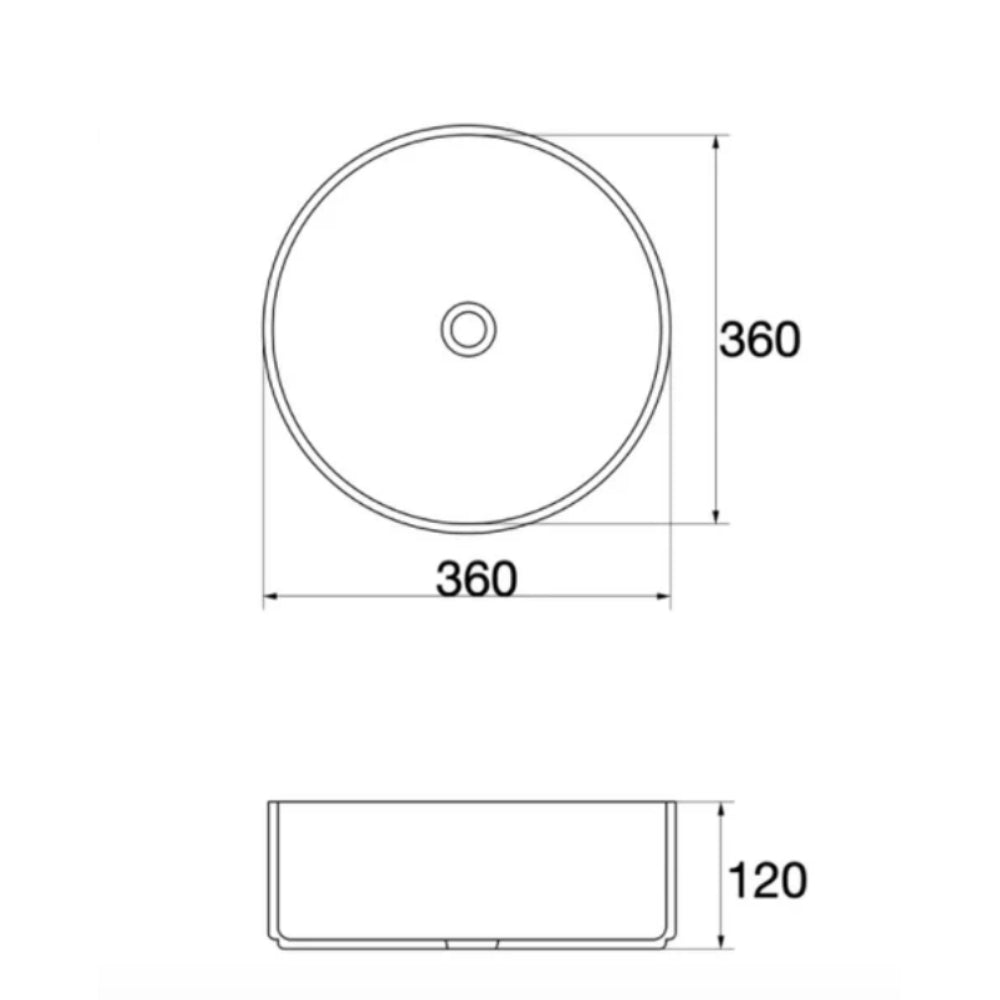 CLAYA NOVA ROUND ABOVE COUNTER BASIN MATTE BLACK 360MM