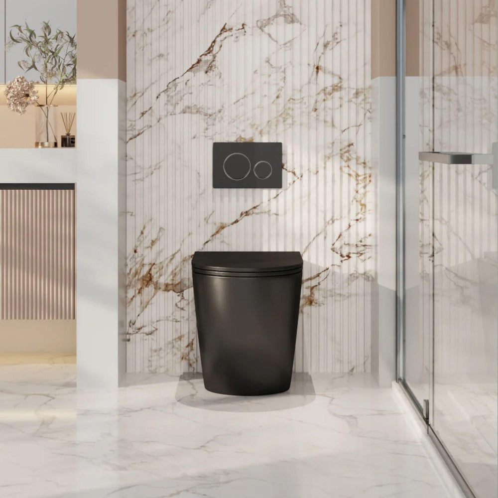 MERCIO NORTON99 QUIET FLUSH WALL FACED FLOOR PAN MATTE BLACK