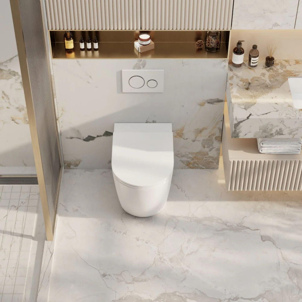 MERCIO NORTON99 QUIET FLUSH WALL FACED FLOOR PAN MATTE WHITE