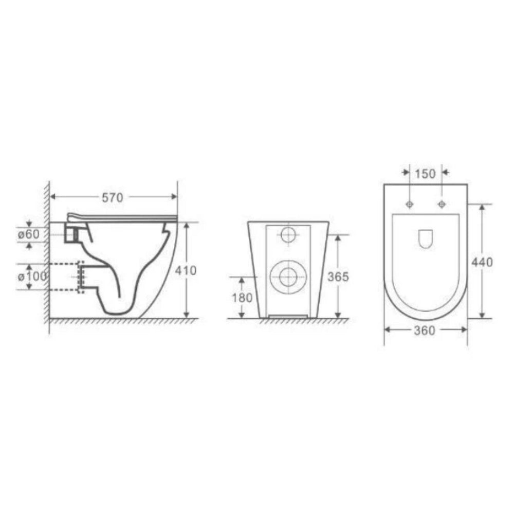 MERCIO NORTON99 QUIET FLUSH WALL FACED FLOOR PAN MATTE WHITE