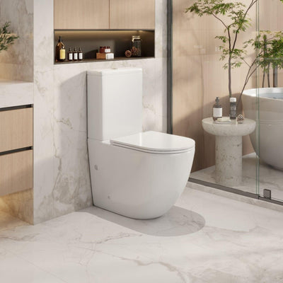 MERCIO NORTON RIMLESS QUIET TORNADO FLUSH BACK TO WALL TOILET SUITE HIGH GLOSS WHITE