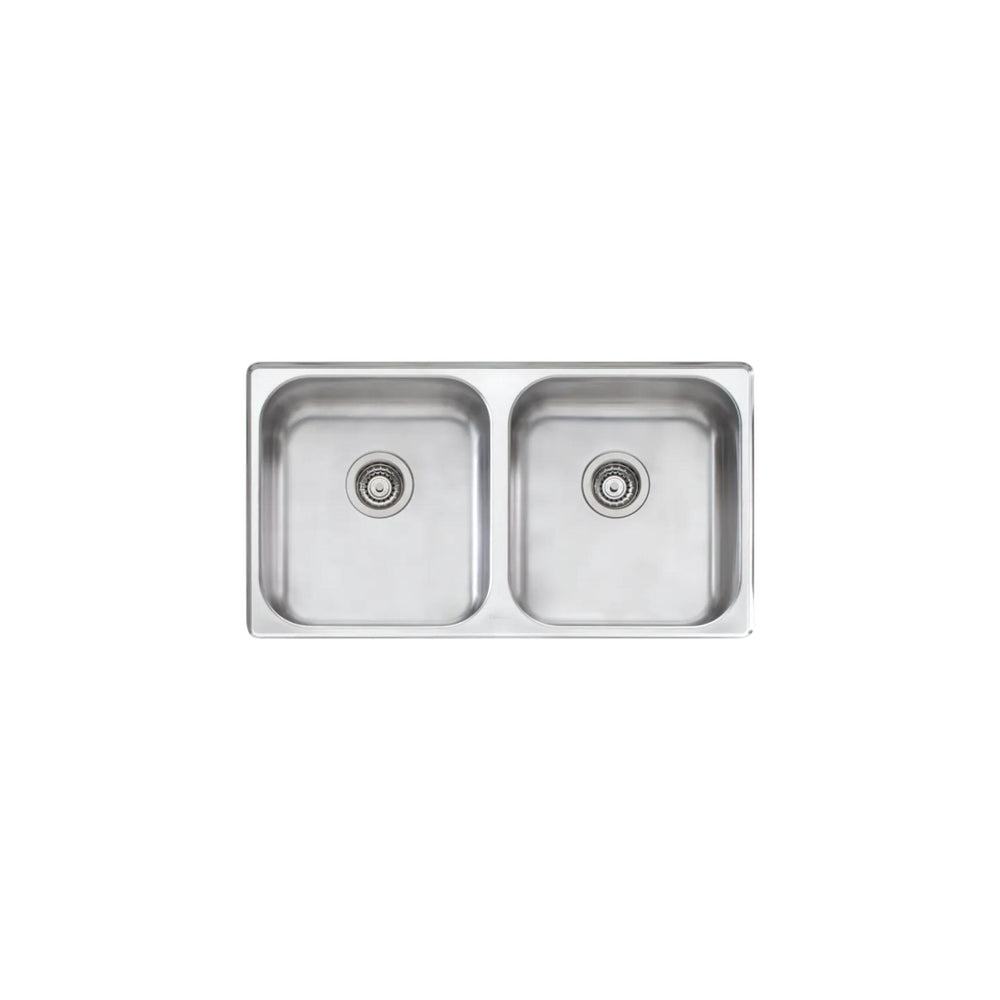 OLIVERI NU-PETITE DOUBLE BOWL UNDERMOUNT ALFRESCO AND KITCHEN SINK STAINLESS STEEL 890MM