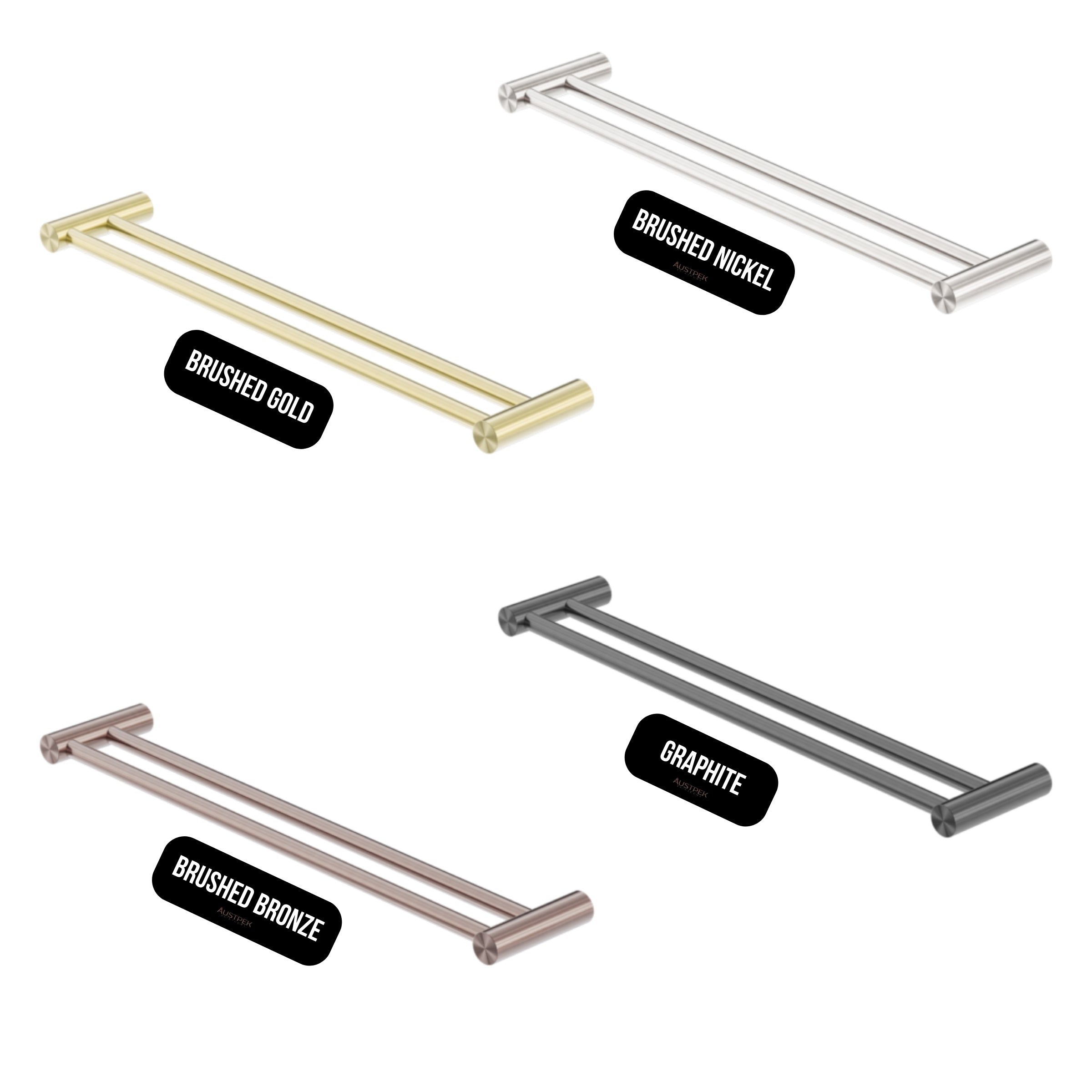 NERO ZEN NON-HEATED DOUBLE TOWEL RAIL GRAPHITE (AVAILABLE IN 600MM AND 800MM)
