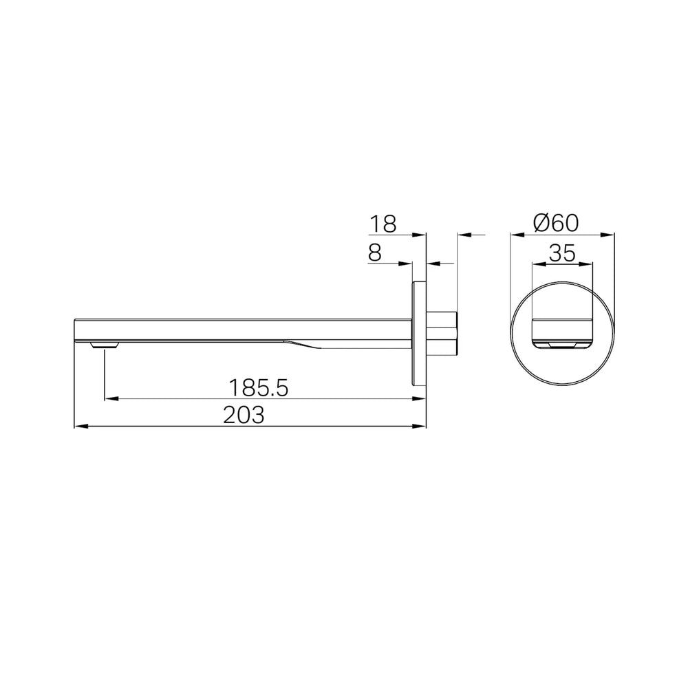 NERO PURE ROUND BATH SPOUT 203MM BRUSHED BRONZE