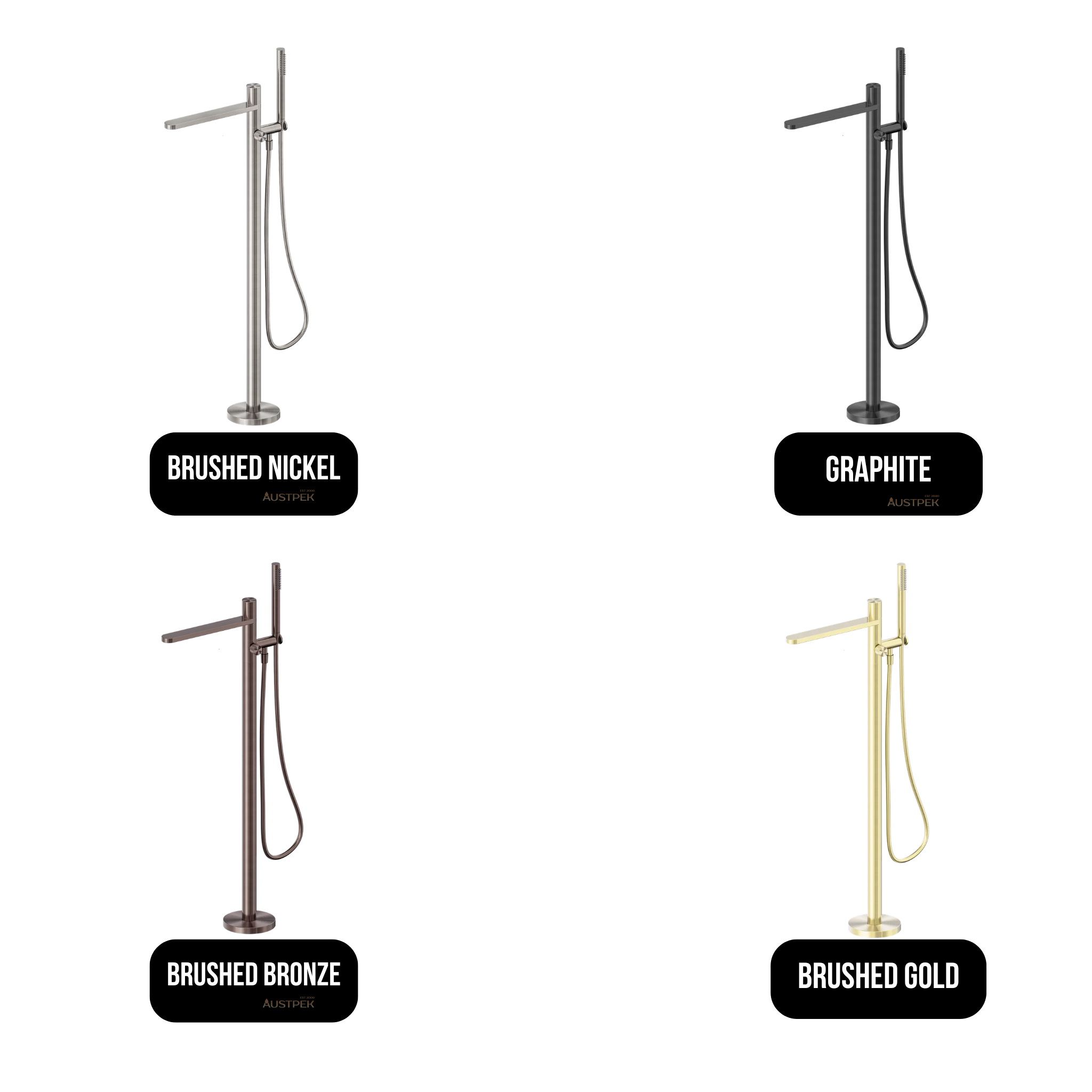 NERO PURE PROGRESSIVE FREESTANDING BATH MIXER WITH HAND SHOWER 1156MM GRAPHITE