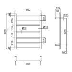NERO MECCA 7-BAR LADDER HEATED TOWEL BRUSHED NICKEL 800MM