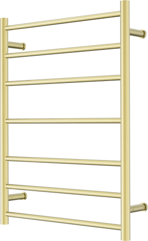 NERO MECCA 240V 7 BAR HEATED TOWEL LADDER BRUSHED GOLD