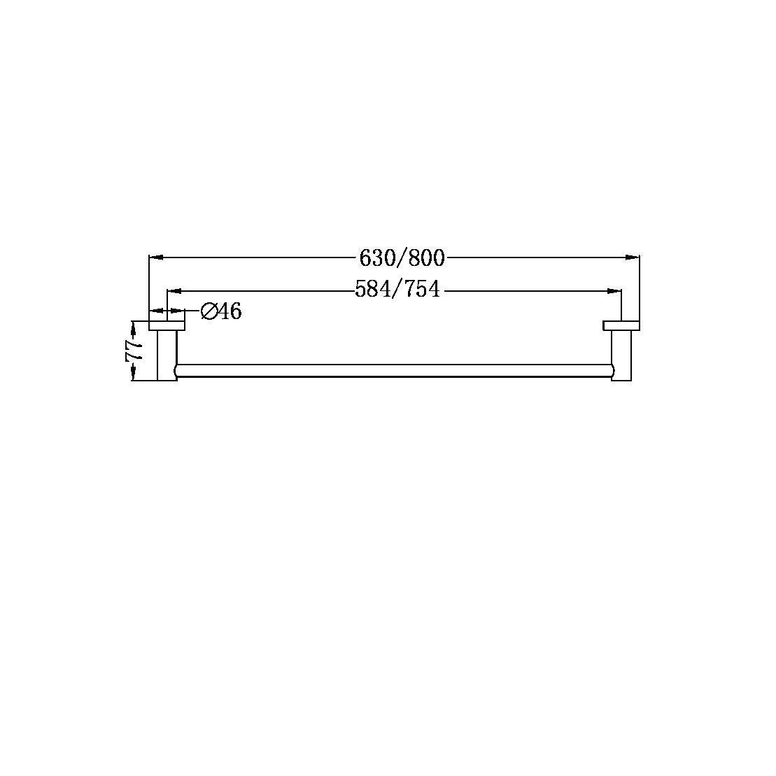 NERO MECCA SINGLE NON-HEATED TOWEL RAIL MATTE WHITE (AVAILABLE IN 600MM AND 800MM)