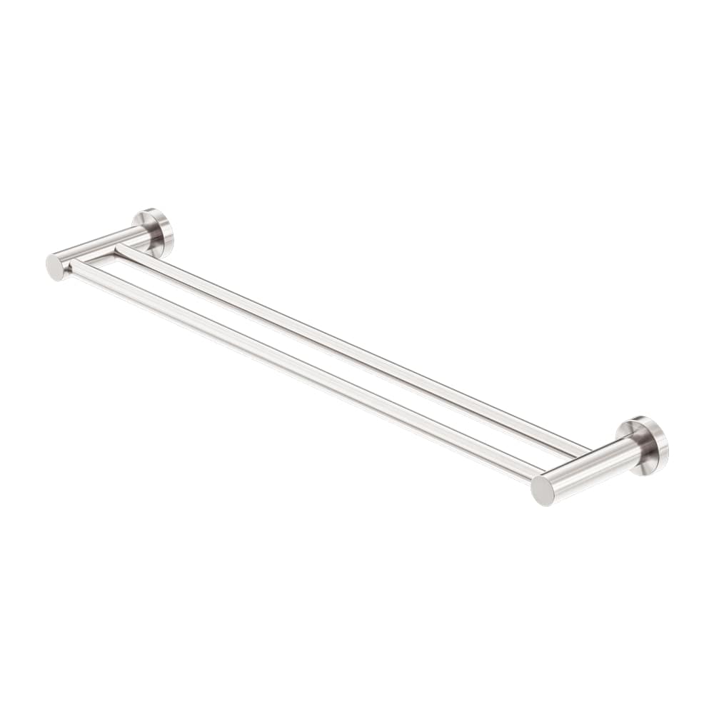 NERO MECCA DOUBLE NON-HEATED TOWEL RAIL BRUSHED NICKEL (AVAILABLE IN 600MM AND 800MM)