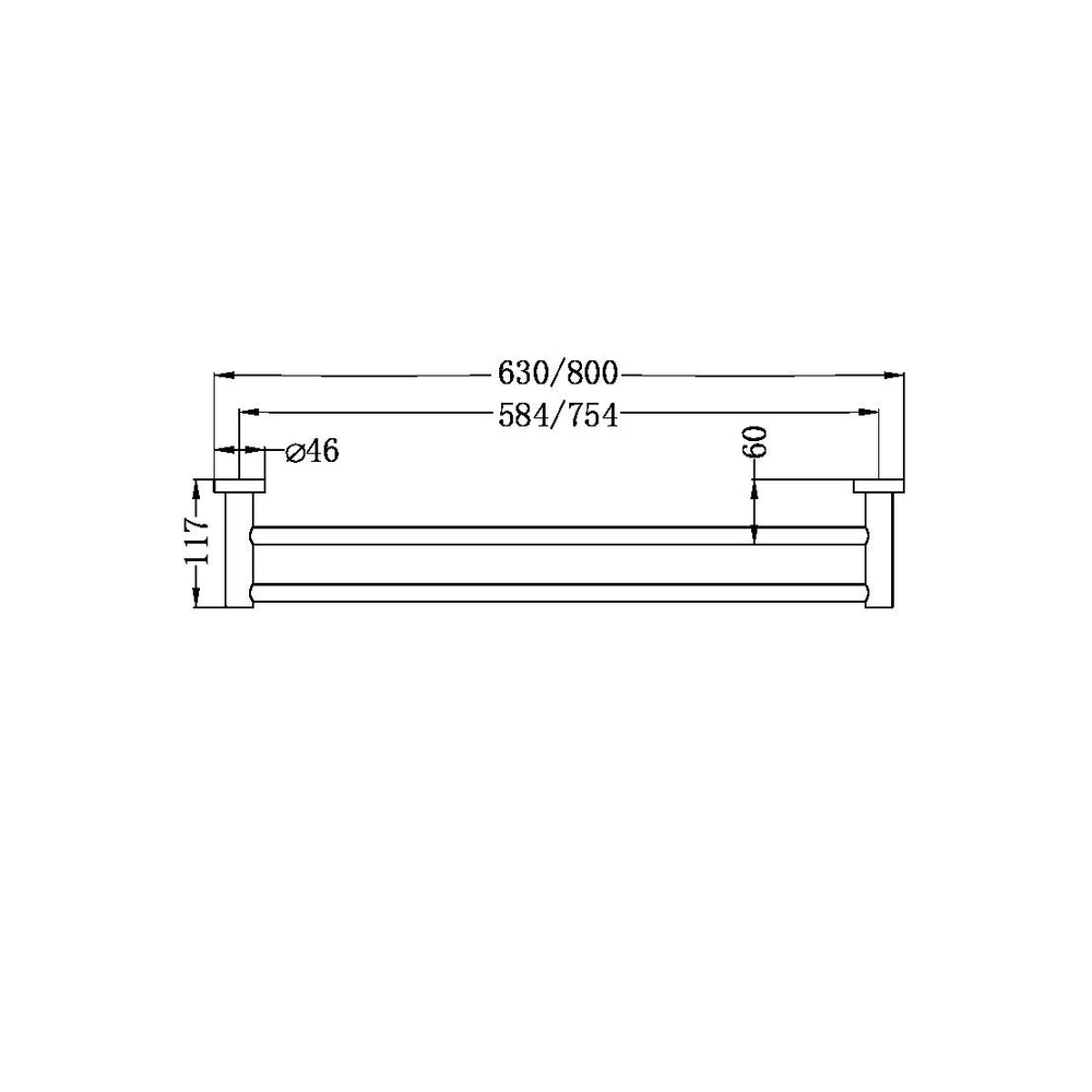 NERO MECCA DOUBLE NON-HEATED TOWEL RAIL CHROME (AVAILABLE IN 600MM AND 800MM)
