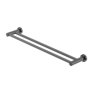 NERO MECCA DOUBLE NON-HEATED TOWEL RAIL GUN METAL (AVAILABLE IN 600MM AND 800MM)