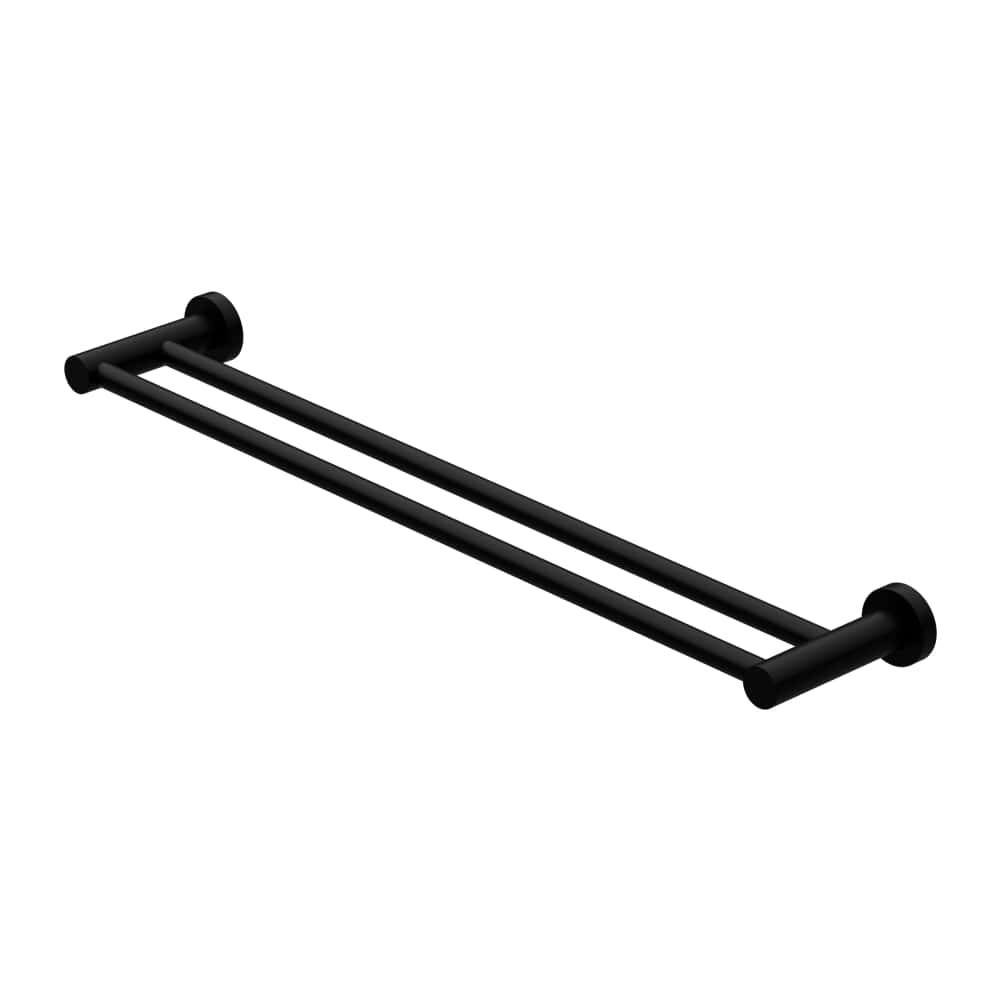 NERO MECCA DOUBLE NON-HEATED TOWEL RAIL MATTE BLACK (AVAILABLE IN 600MM AND 800MM)