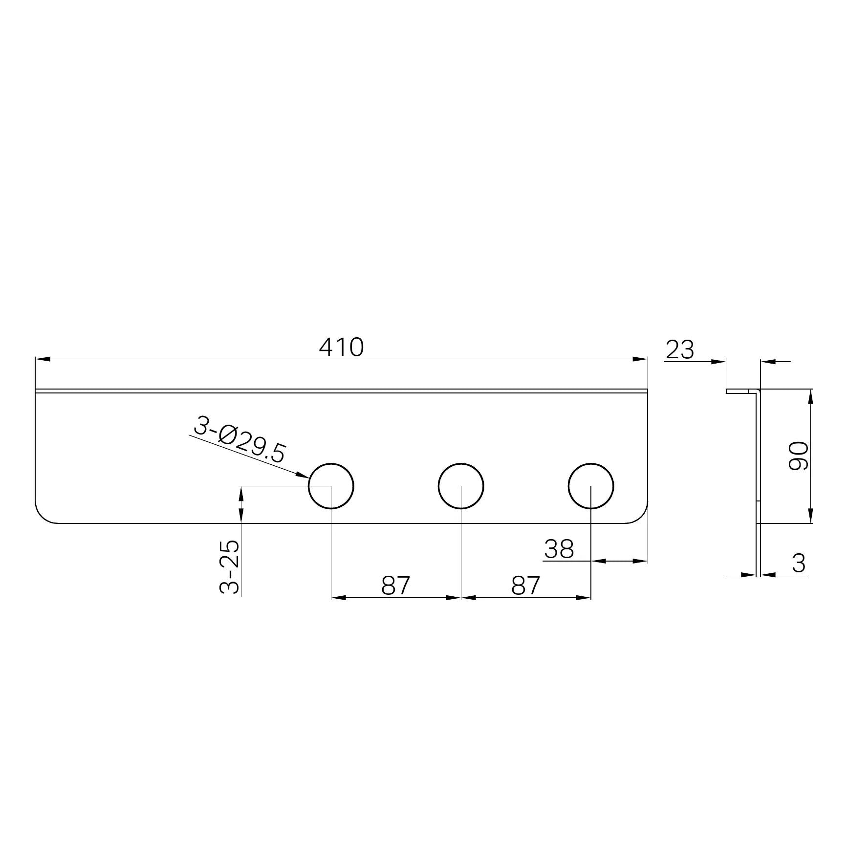 Nero Mecca Triple Soap Bottle Holder With Shelf technical drawing