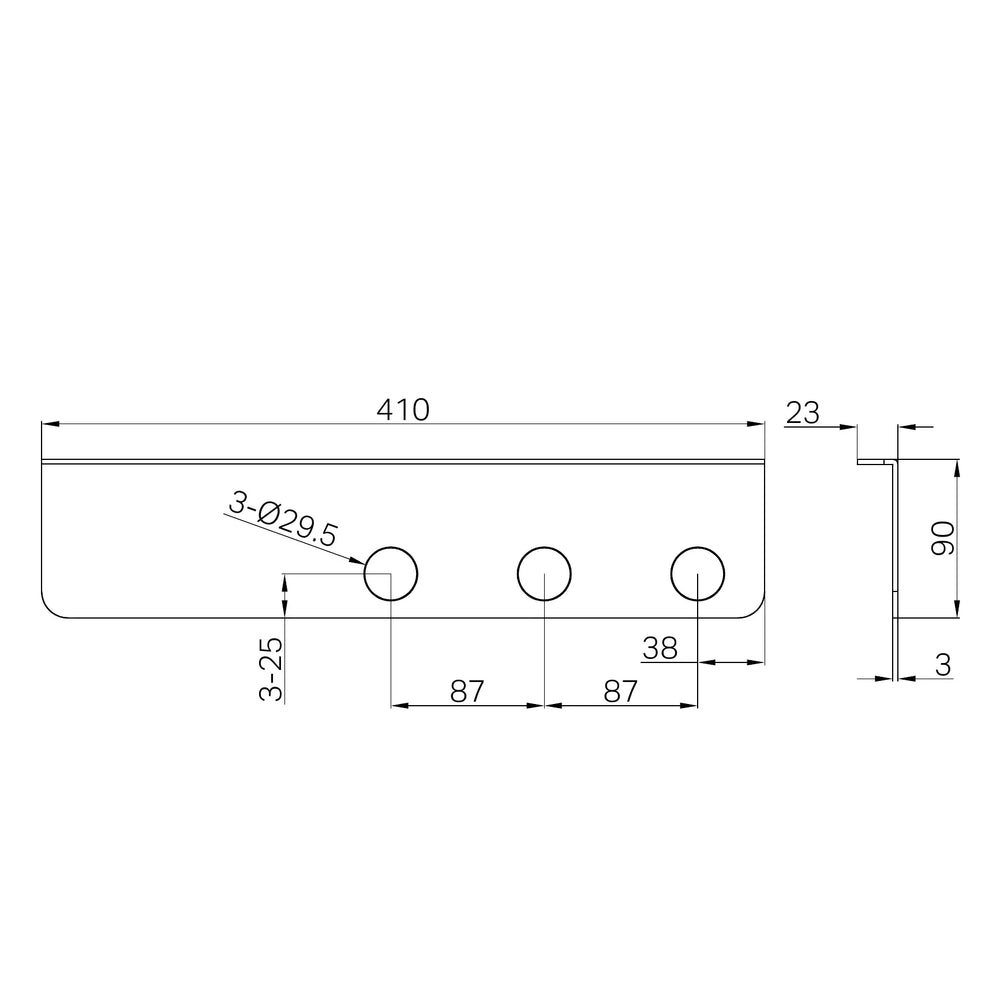 Nero Mecca Triple Soap Bottle Holder With Shelf technical drawing