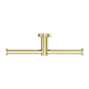 NERO MECCA DOUBLE TOILET ROLL HOLDER BRUSHED GOLD