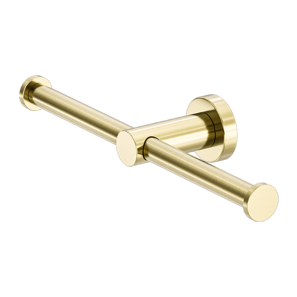 NERO MECCA DOUBLE TOILET ROLL HOLDER BRUSHED GOLD