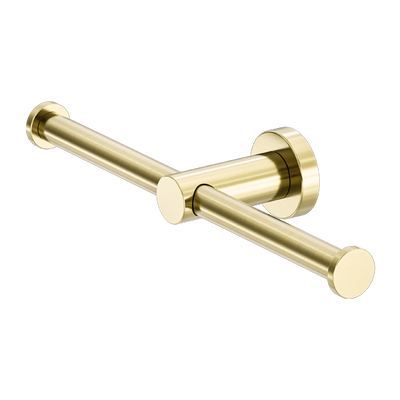 NERO MECCA DOUBLE TOILET ROLL HOLDER BRUSHED GOLD