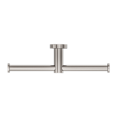 NERO MECCA DOUBLE TOILET ROLL HOLDER BRUSHED NICKEL