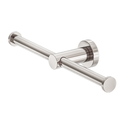 NERO MECCA DOUBLE TOILET ROLL HOLDER BRUSHED NICKEL