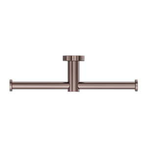 NERO MECCA DOUBLE TOILET ROLL HOLDER BRUSHED BRONZE