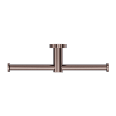 NERO MECCA DOUBLE TOILET ROLL HOLDER BRUSHED BRONZE
