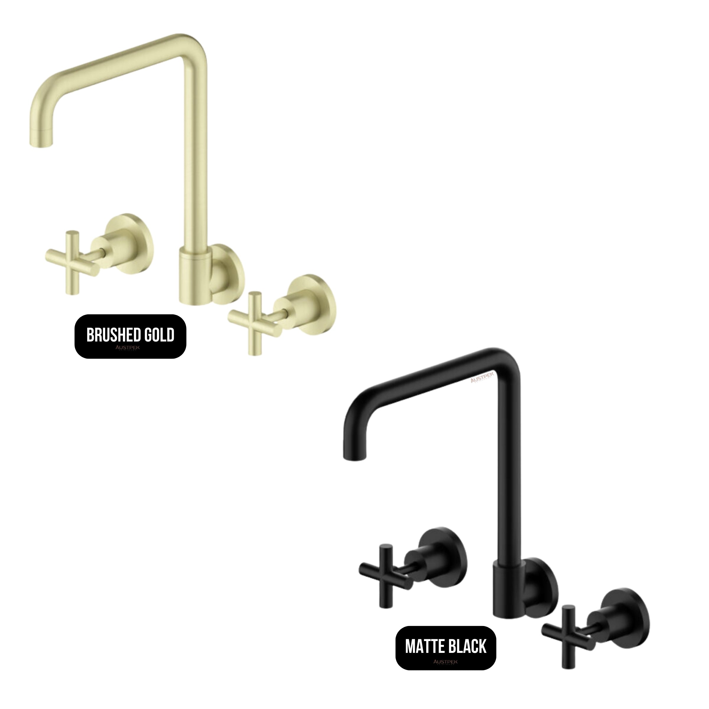NERO X PLUS WALL KITCHEN SET SWIVEL SPOUT 260MM BRUSHED GOLD