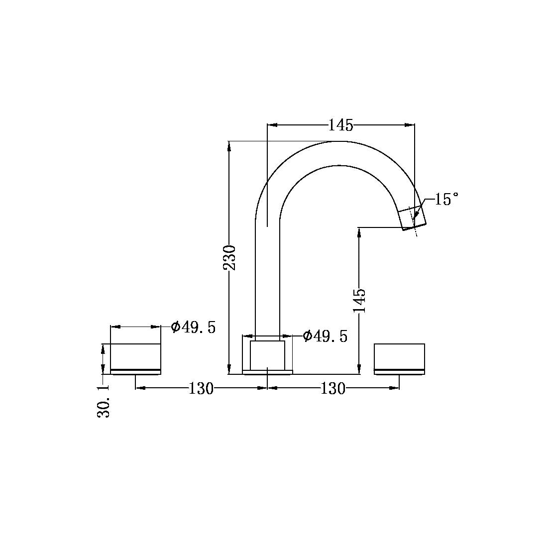 NERO KARA BASIN SET 230MM BRUSHED NICKEL