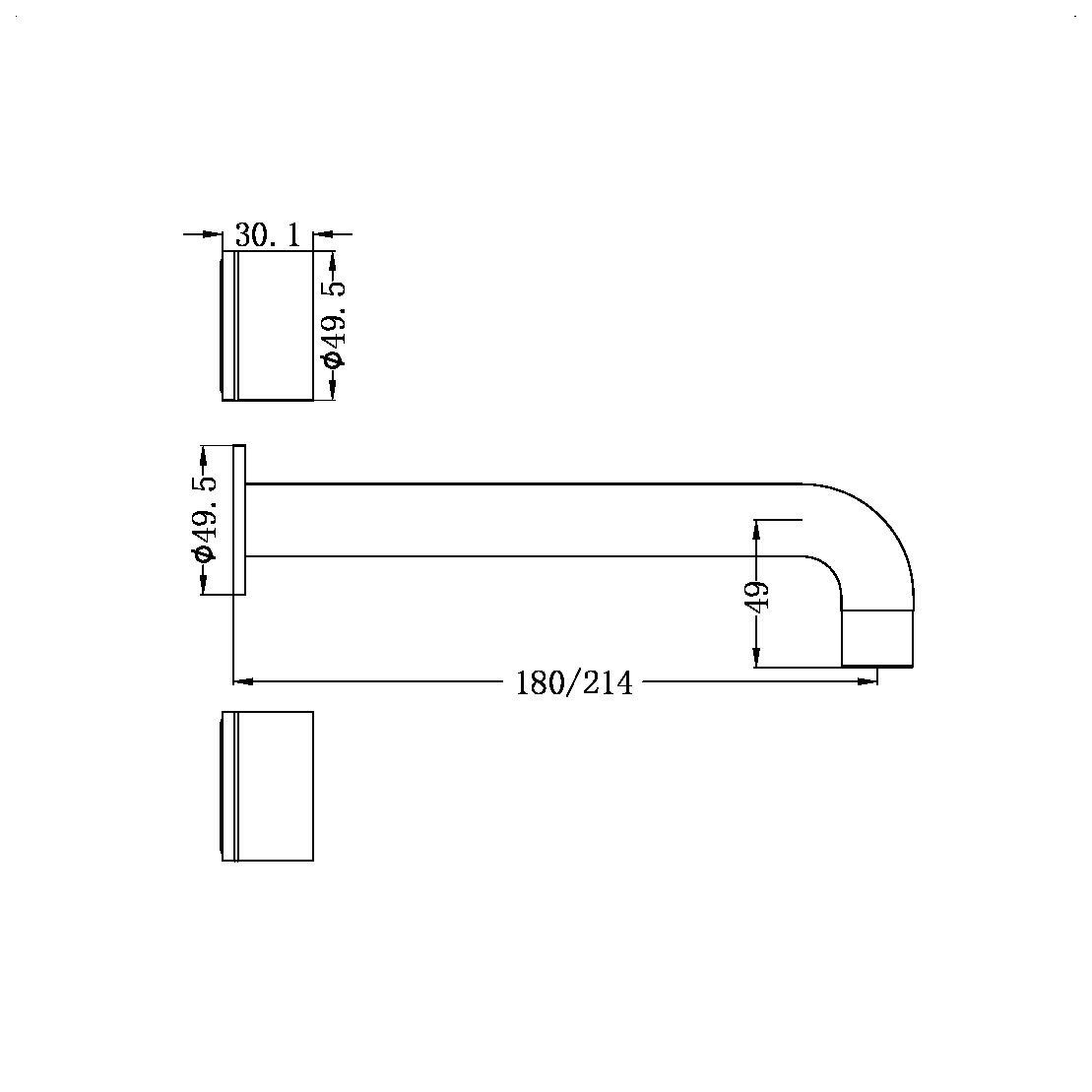 NERO KARA WALL BASIN SET BRUSHED BRONZE (AVAILABLE IN 180MM AND 217MM)