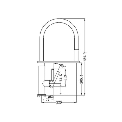 NERO RIT PULL OUT SINK MIXER 485MM CHROME