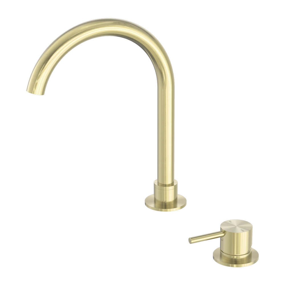 NERO MECCA HOB BASIN MIXER ROUND SWIVEL SPOUT BRUSHED GOLD