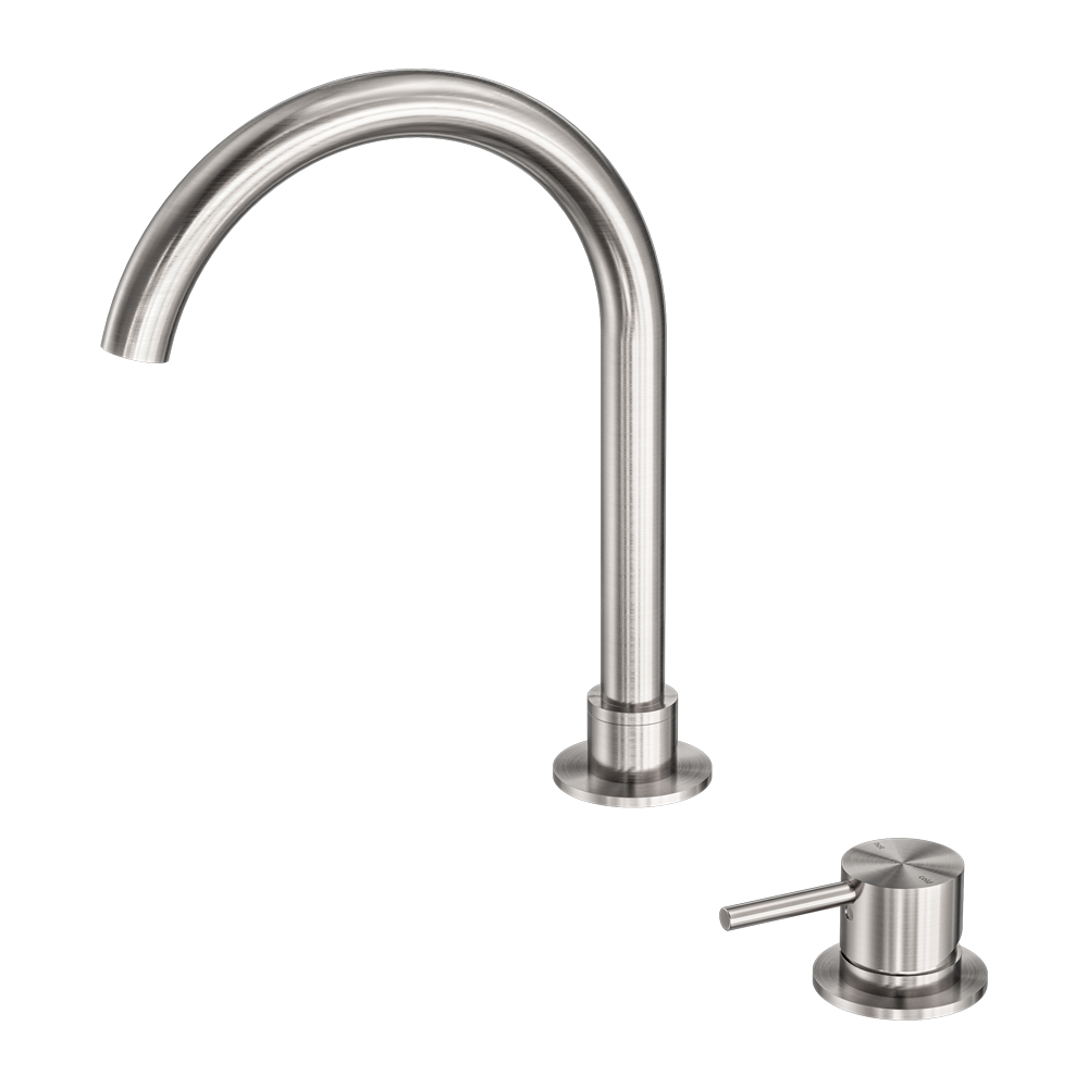 NERO MECCA HOB BASIN MIXER ROUND SWIVEL SPOUT BRUSHED NICKEL