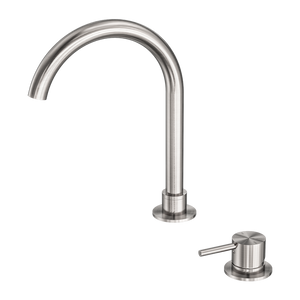 NERO MECCA HOB BASIN MIXER ROUND SWIVEL SPOUT BRUSHED NICKEL