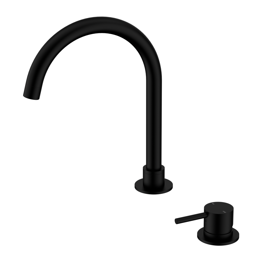 NERO MECCA HOB BASIN MIXER ROUND SWIVEL SPOUT MATTE BLACK