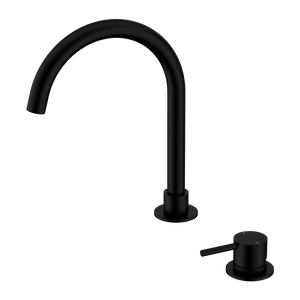 NERO MECCA HOB BASIN MIXER ROUND SWIVEL SPOUT MATTE BLACK