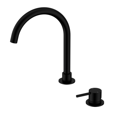 NERO MECCA HOB BASIN MIXER ROUND SWIVEL SPOUT MATTE BLACK