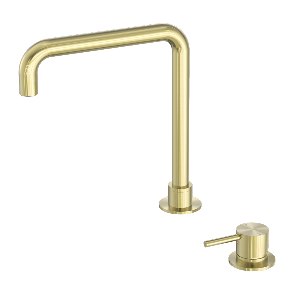 NERO MECCA HOB BASIN MIXER SQUARE SWIVEL SPOUT BRUSHED GOLD