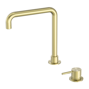 NERO MECCA HOB BASIN MIXER SQUARE SWIVEL SPOUT BRUSHED GOLD