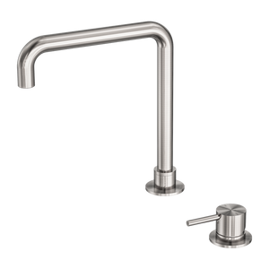 NERO MECCA HOB BASIN MIXER SQUARE SWIVEL SPOUT BRUSHED NICKEL